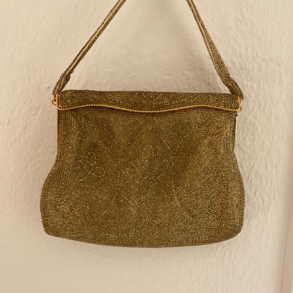 Vintage Handbags - Gold vintage beaded clutch